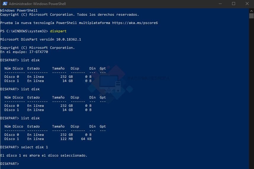diskpart powershell unidades