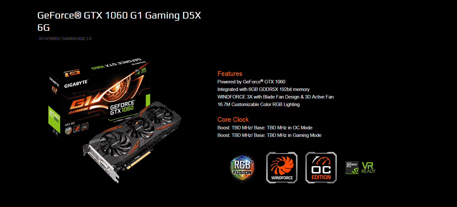 Gigabyte añade a su catalogo GTX 1060 G1 Gaming 6GB GDDR5X - HardwarEsfera