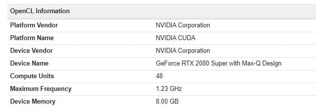 nvidia RTX 2080 Super Max-Q