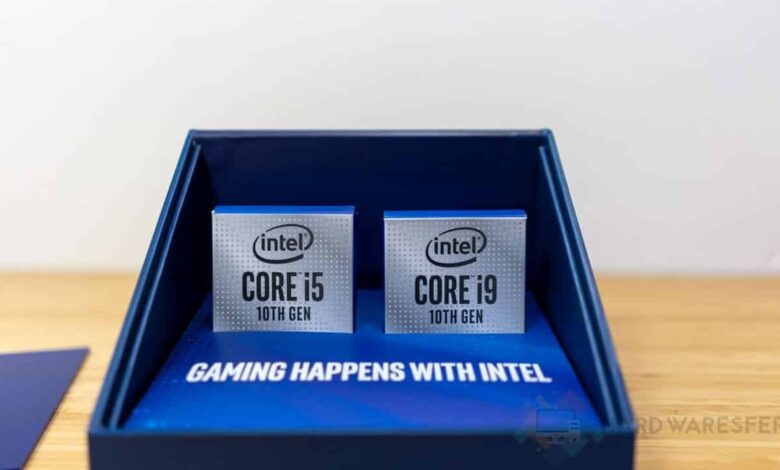 Intel Core i9-10900K y Core i5-10600K estuche frontal